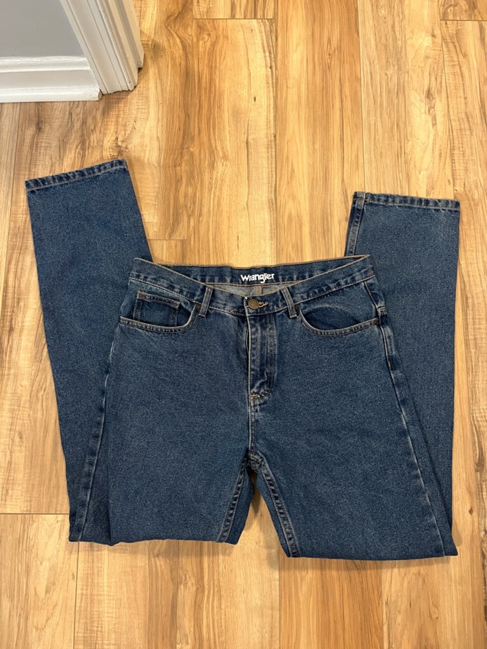 Wrangler Dark Blue High-Rise Straight Jeans